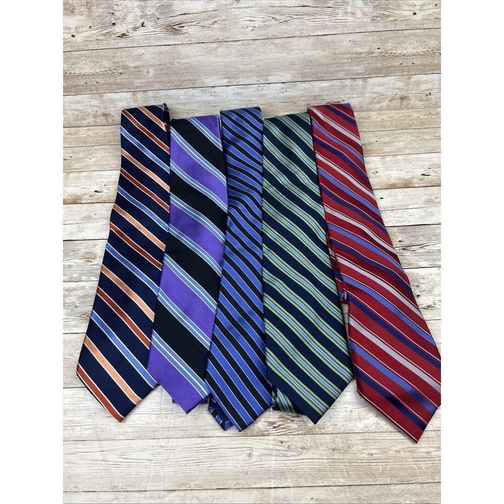 CHAPS Ralph Lauren 100% Silk Striped Men's Neck Tie Lot of 5